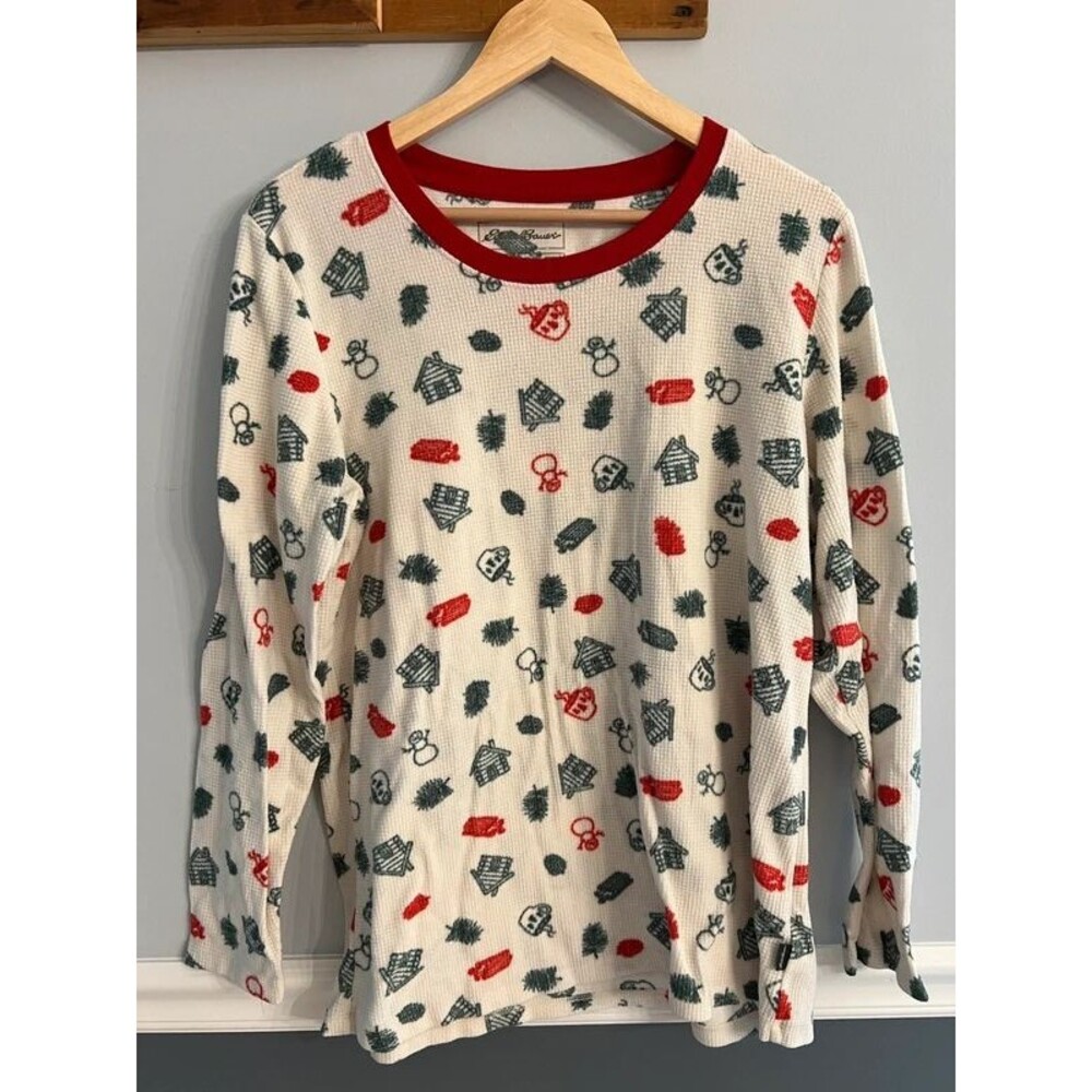 Eddie Bauer Women’s Fleece Sleep Shirt Pajama Top Lounge Shirt Christmas Winter
